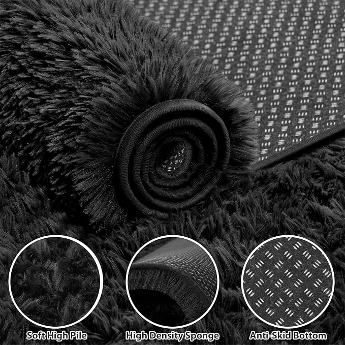 Area Rugs 9x12 Living Room Bedroom: Soft Fluffy Shag Rugs Upgrade Non-Slip High - Image 3