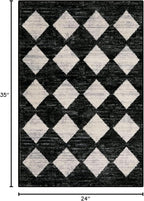 Lahome Zelie Moroccan Trellis Area Rug, 2x3 Small Black Checkered Entryway Rug - Image 2