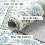 DCX Green and Blue Floral 2x8 Runner Rug, Machine Washable - Image 6