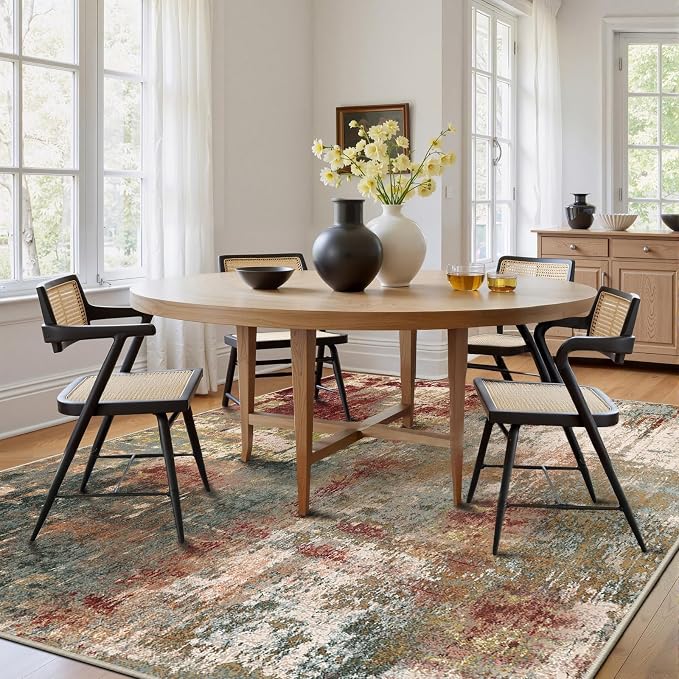 RELEANY Washable Area Rugs Square 8ft Non-Slip Modern Abstract Soft - Image 8