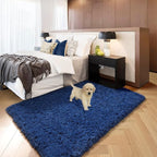 Amdrebio Navy Blue Area Rugs for Boys Bedroom, Fluffy Shag Furry Bedside Rug - Image 7