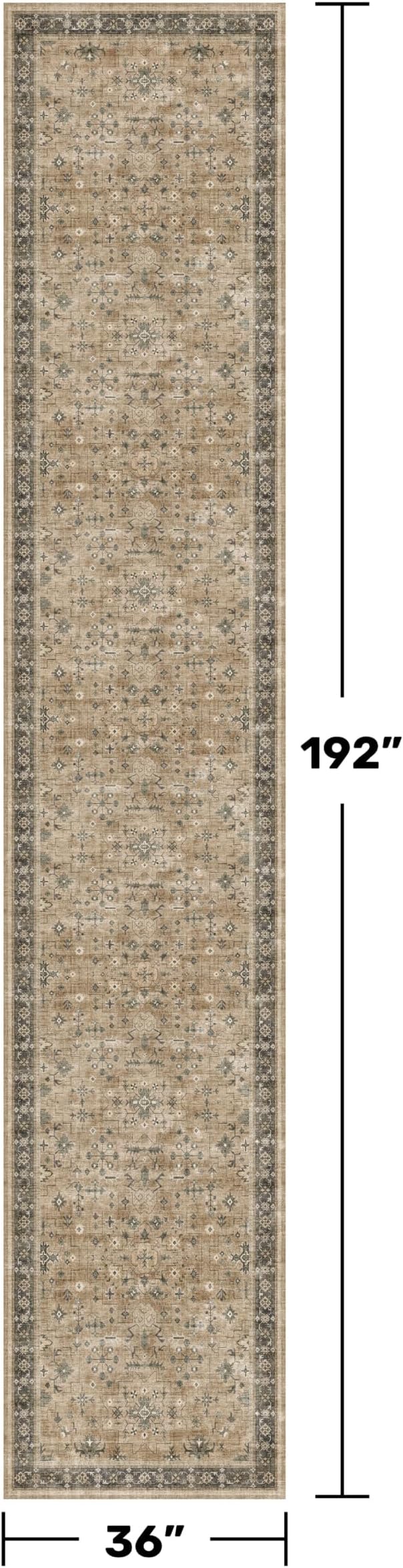 Hazo Haus Boho Washable 3x16 Extra Long Hallway Runner Rug, Neutral Large - Image 2