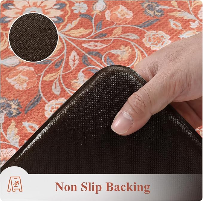 KIMODE Anti Fatigue Mat for Kitchen Floor Non Slip, Boho Vintage Floral Kitchen - Image 4