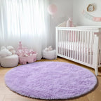 ONASAR Light Purple Round Area Rugs 5ft, Soft Bedroom Circle Rug Floor Mats - Image 7