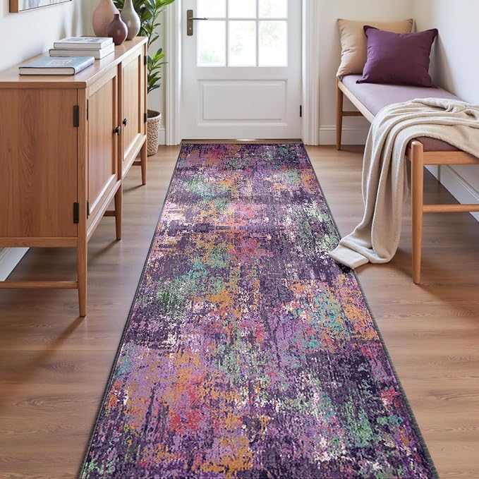 RELEANY Washable Area Rugs 2'x8' Non-Slip Modern Abstract Soft by RELEANY