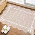 GarveeHome Scalloped Bow Rug for Kitchen Floor, Solid Camel Rug for Dorm by GarveeHome