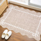 GarveeHome Scalloped Bow Rug for Kitchen Floor, Solid Camel Rug for Dorm by GarveeHome