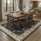 DCX Machine Washable Black Area Rug 9x12, Non Slip Stain Resistant Vintage Area - Image 4