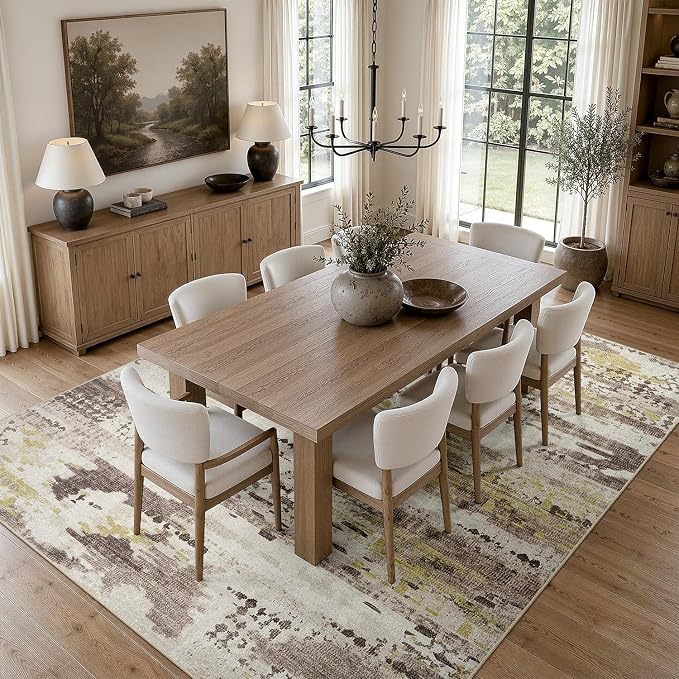 DCX Abstract Area Rug 8x10, Washable Brown Modern Rug - Image 3