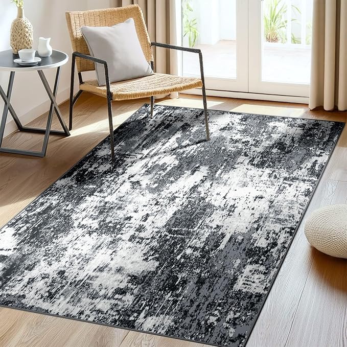 RELEANY Washable Area Rugs 4'x5' Non-Slip Modern Abstract Soft - Image 3