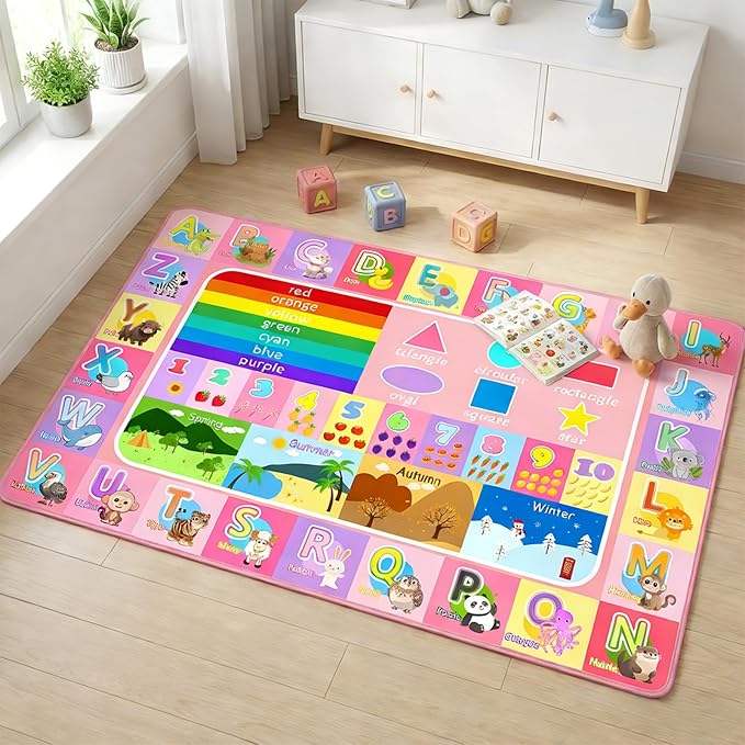 Kids Rug for Playroom Bedroom, 3x5 Feet Educational ABC Area Rug for Classroom by OGPJKEQR