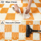 KICMOR Soft Fluffy 5x8 Orange and Cream White Rugs Living Room Carpets - Image 4