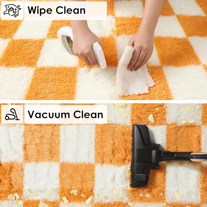 KICMOR 8x10 Area Rugs for Living Room, Large Soft Fluffy Checkered Big Fuzzy - Image 4