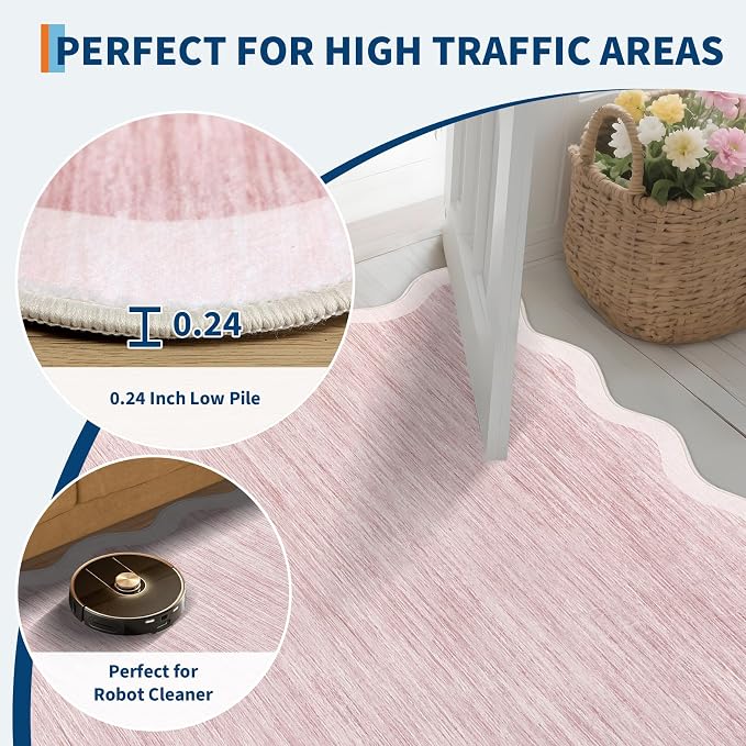 GarveeHome Scalloped Washable Rug 6x9 Area Rugs - Image 5