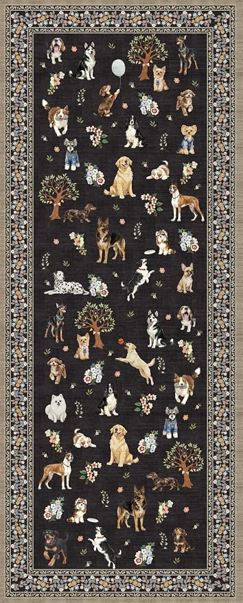 Black Floral Dog Rug Runner, 2x5 Washable Kitchen Mat Ultra-Thin Soft, Non-Slip - Image 6