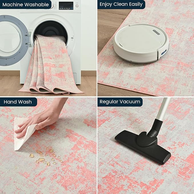 Toneed Abstract Area Rug Modern Washable Rug Soft Non Slip Rug Low Pile - Image 6