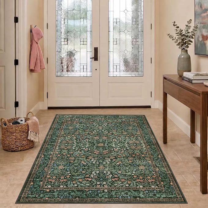 Rugxara 3x5 Rug for Entryway Bedroom, Vintage Retro Boho Throw Rug, Non Slip & - Image 4