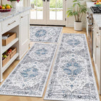 Ileading Kitchen Rugs Sets of 3 Non Slip Washable, Farmhouse Gray Kitchen Runner by Ileading