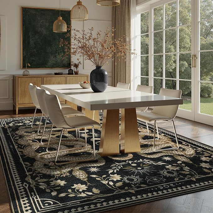 DCX Washable 6x9 Snake Rug, Soft Low Pile Carpet, Kid & Pet Friendly - Image 3