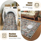 Washable Area Rug 8' x 10' Vintage Traditional Persian Mat - Image 7