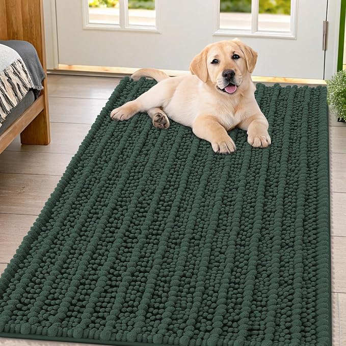 Smiry Dog Door Mat for Muddy Paws 47x32, Absorbent Dirt Trapper, Non-Slip by Smiry