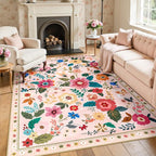 RELEANY Floral 5x8 Area Rugs Washable Print Boho Cute Carpet Non Slip Flower - Image 8