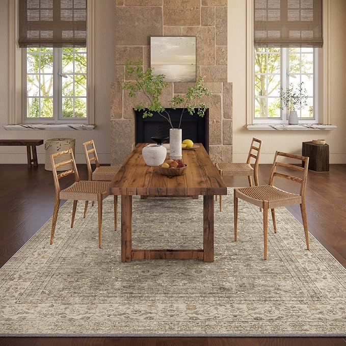 Machine Washable Rugs for Living Room: 9x12 Area Rugs for Bedroom Vintage Stain - Image 5