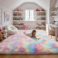 Fluffy 8x10 Large Area Rugs for Girls Bedroom Living Room, Rainbow Soft by KICHOWUA