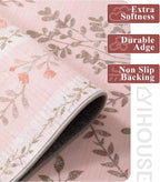 YIHOUSE Pink Floral Print Rugs, Moroccan Trellis 10x14 Washable Large Rug - Image 8