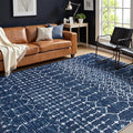 Lahome Moroccan Blue Rugs for Living Room Washable Rugs 8x10 Non-Slip by Lahome