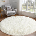 Round White Rug for Bedroom, 4 ft Circle Area Rugs for Living Room, Soft Fluffy - Image 5