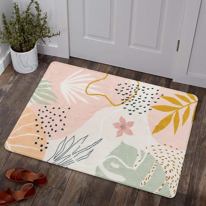 Lahome Pink Washable Entryway Rugs Indoor by Lahome