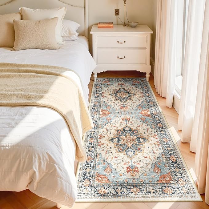 RELEANY Area Rugs Runner 3'x6' Washable Non-Slip, Floral Vintage Distress - Image 2