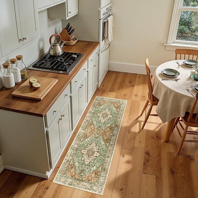 RELEANY Area Rugs Runner 2'x5' Washable Non-Slip, Floral Vintage Distress - Image 2