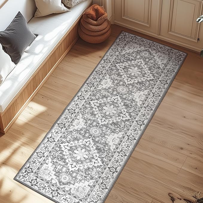 Lessymo 2 x 6 Runner Rug for Hallway, Machine Washable Entryway Rugs Boho Faux by Lessymo