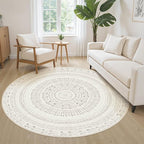 cotiled 5x5 Round Area Rugs Living Room Rug: Washable Boho Rugs - Image 3