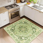 RELEANY Area Rugs Square 4ft Washable Non-Slip, Floral Vintage Distress by RELEANY