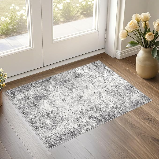 UERMEI 2x3 Entryway Area Rug: Washable Neutral Modern Abstract Small Rug by UERMEI
