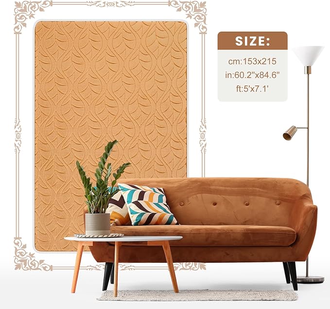 Macgace 5x7 Apricot Area Rug, Soft Shag Carpet, Washable Living Room Rugs - Image 9