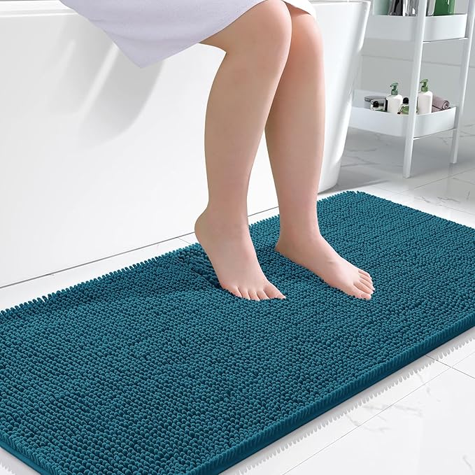 OLANLY Bathroom Runner Rugs 47x24, Soft Absorbent Chenille Bath Rugs, Rubber by OLANLY