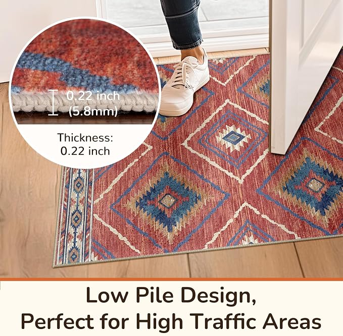 BESTSWEETIE Area Rug 2x4 Rug Machine Washable Non-Slip Low Pile Print Pattern - Image 5