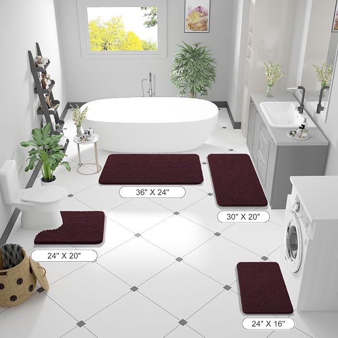 OLANLY Bathroom Runner Rugs 44x24, Soft Absorbent Chenille Bath Rugs, Rubber - Image 2
