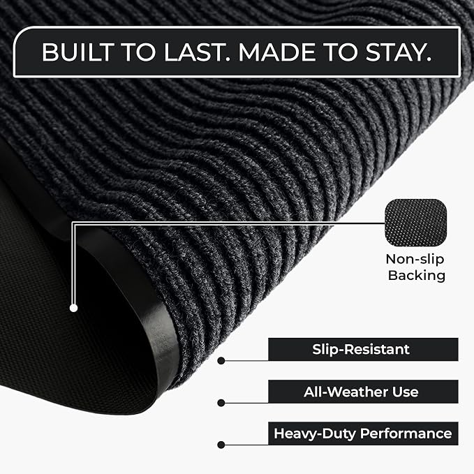 Commercial Door Mat 3'x6' Black, Heavy Duty Industrial Floor Mat - Image 3