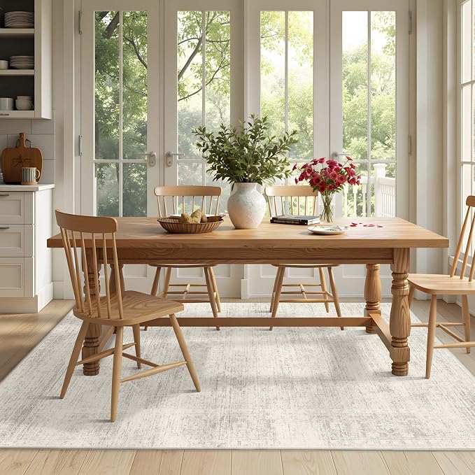 Latte&Fog Vintage 5x7 Washable Area Rugs, Ivory Rug - Image 4