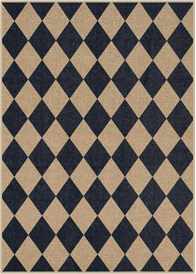 Lahome Checkered Easy Jute 5x7 Area Rugs, Washable Outdoor Patio Rug - Image 9