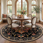 RELEANY Area Rugs Round 7ft Washable Non-Slip, Floral Vintage Distress by RELEANY