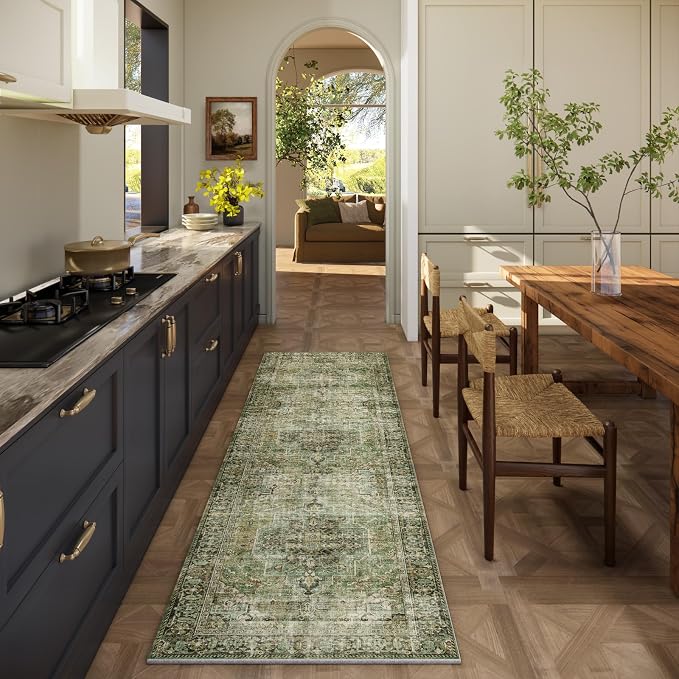 Machine Washable Kitchen Runner Rug: 2'6"x8' Hallway Rug Non Slip Low-Pile - Image 2