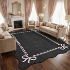 GarveeHome Scalloped Bow Rug for Living Room, Solid Rug for Dorm, Washable Rugs by GarveeHome
