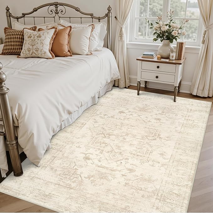 3x5 Area Rugs for Living Room: Vintage Boho Neutral Washable Rug Indoor Soft - Image 2
