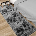 2x6 Fluffy Soft Runner Rug for Bedroom Living Room, Dark Grey and Black Carpet - Image 3